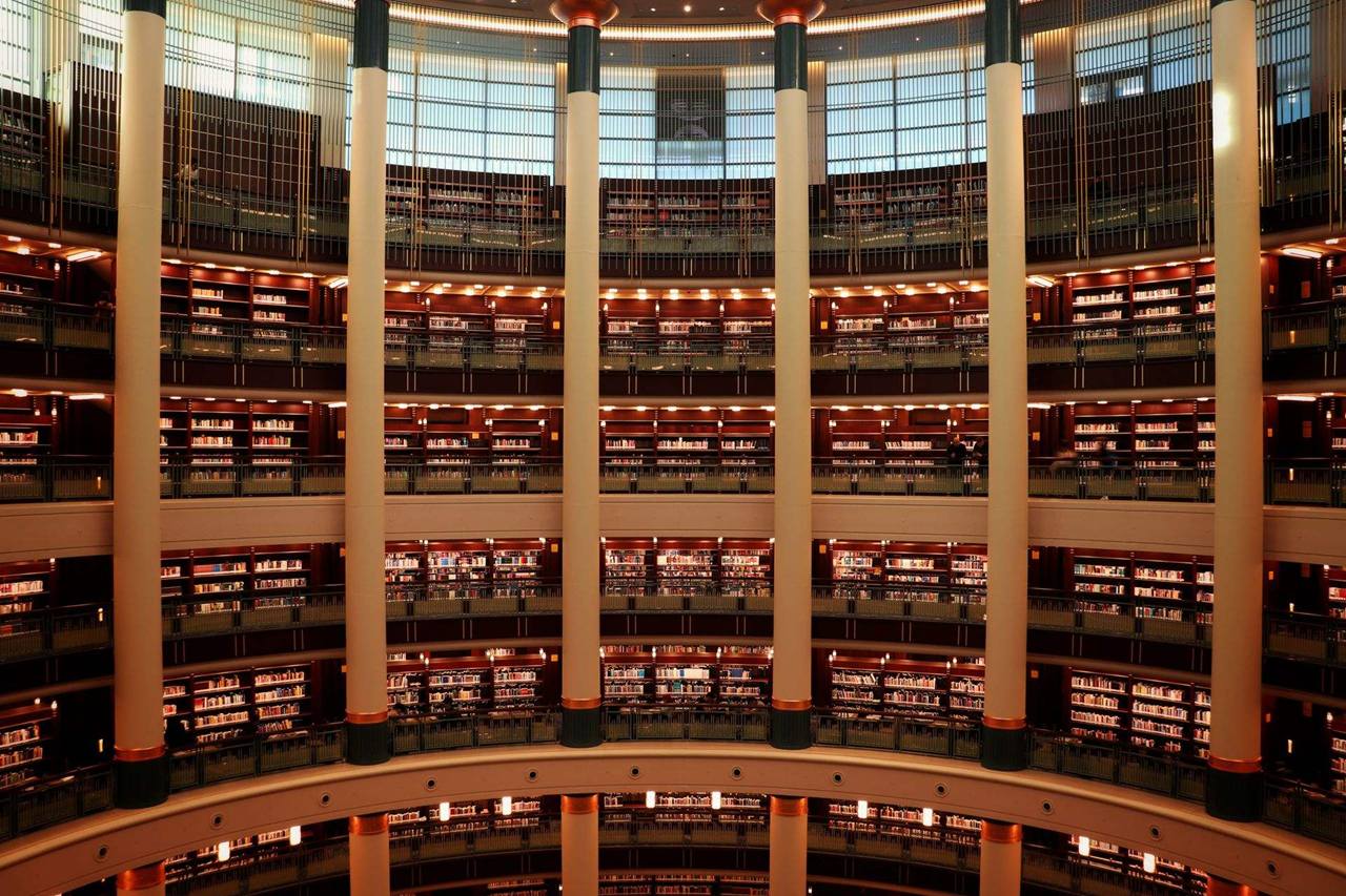 Circular multi-level library interior