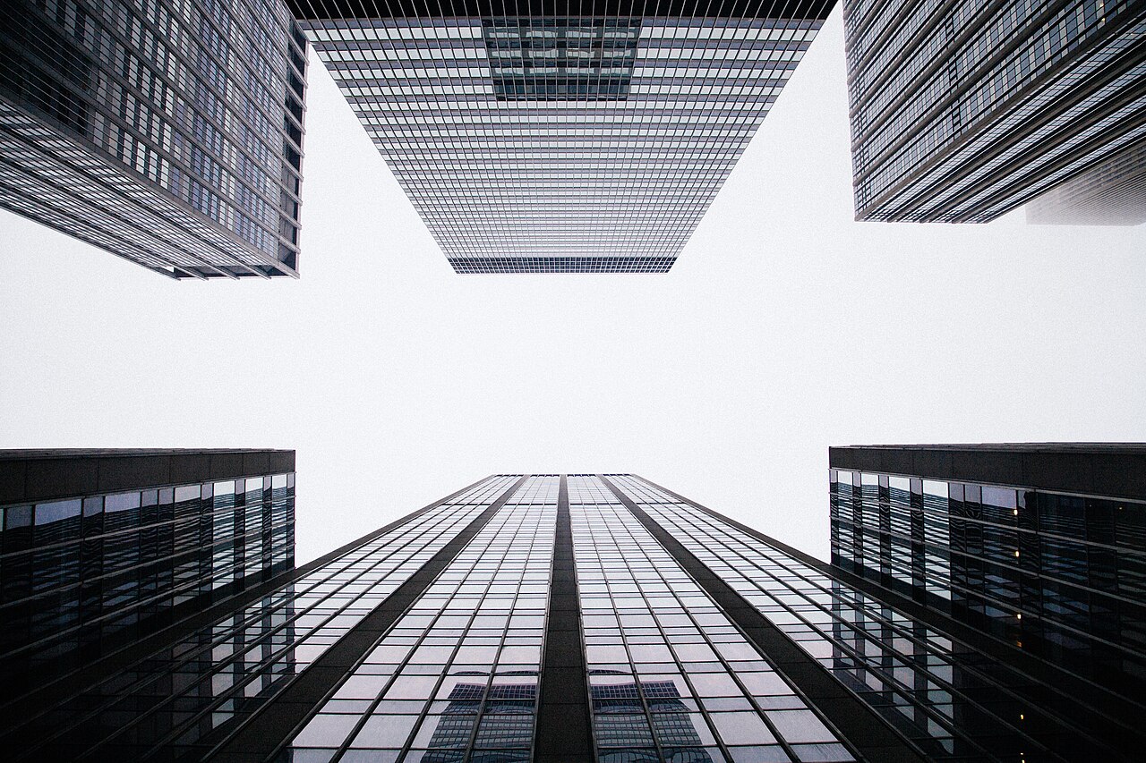 Modern office architecture viewed against the sky