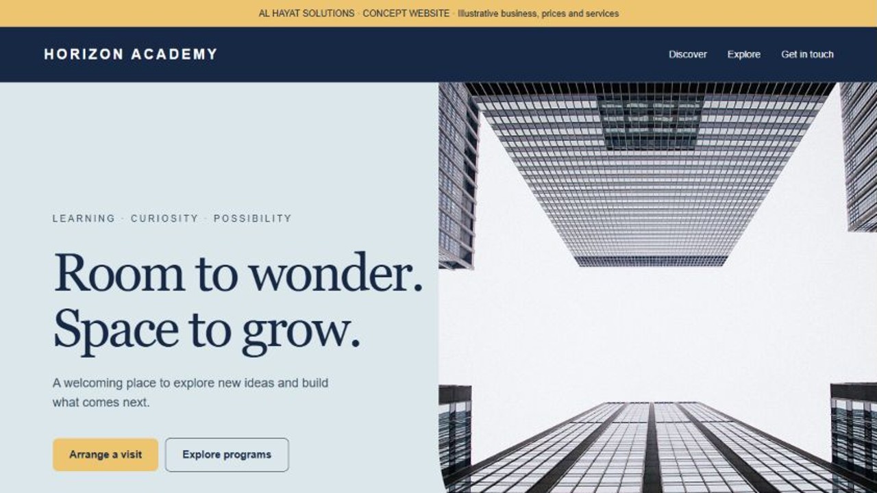 Horizon Academy website sample